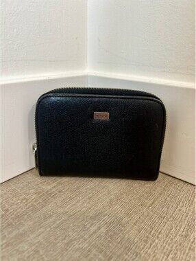 DANIER Women's Zip around Black 100% Leather Wallet